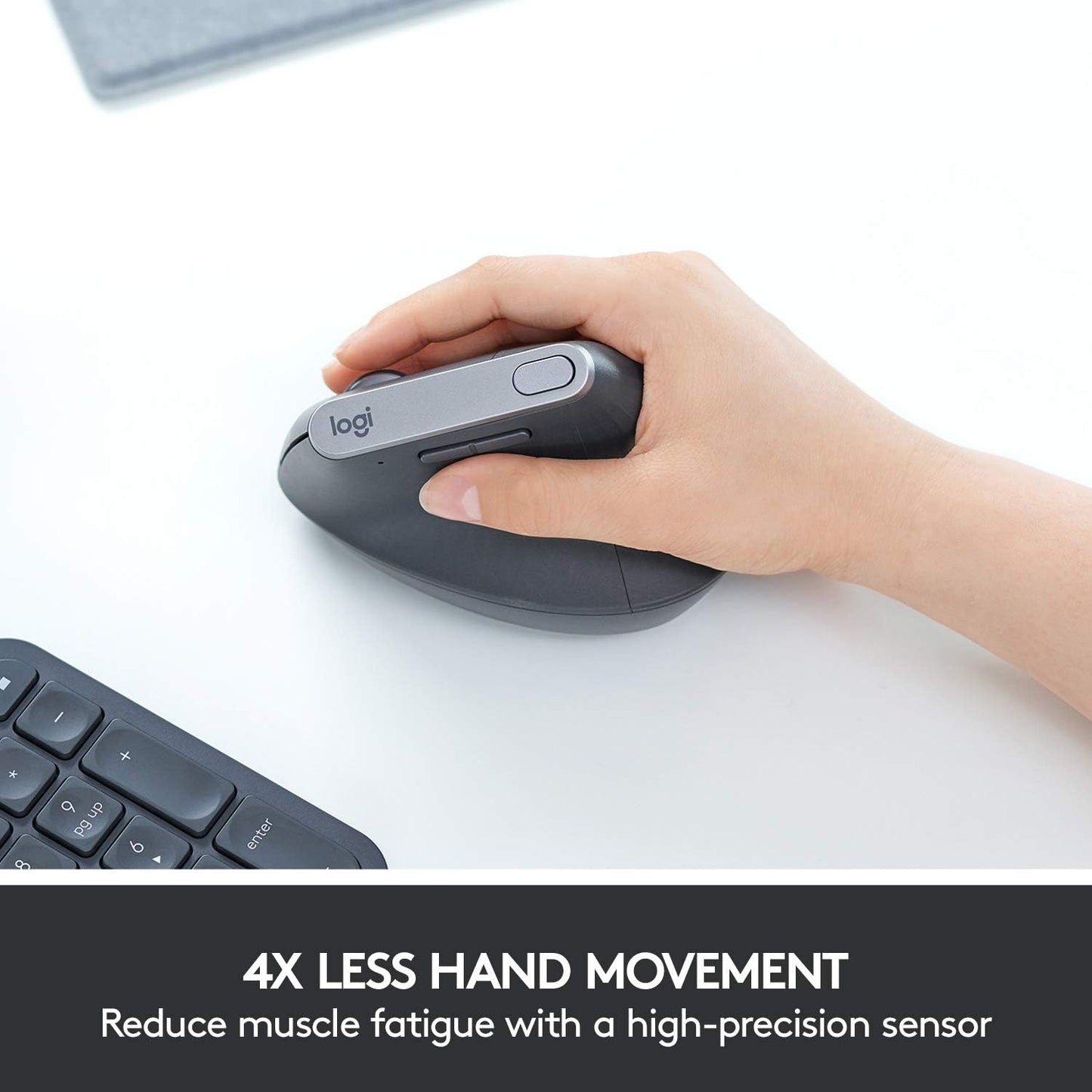 Logitech MX Vertical Wireless Mouse Ergonomic Design Reduces Muscle Strain, Move Content Between 3 Windows and Apple Computers, Rechargeable
