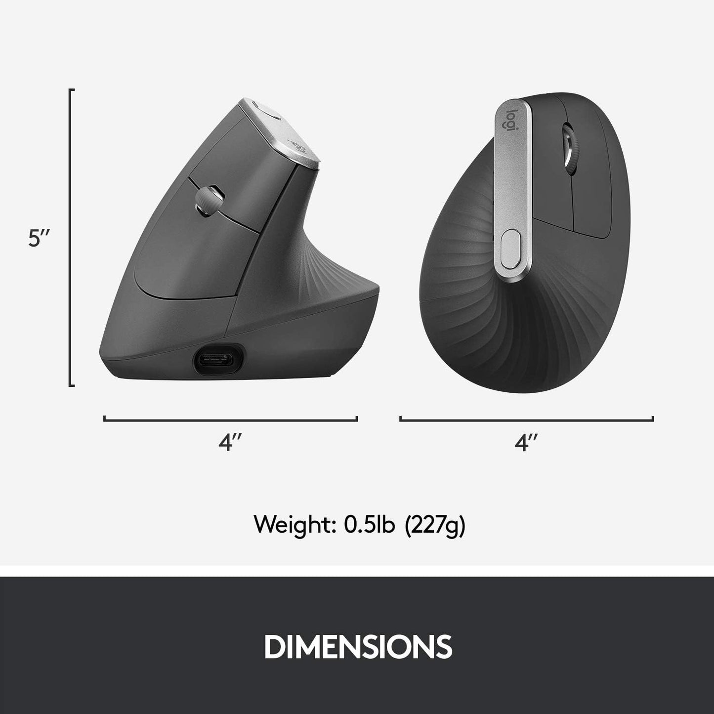 Logitech MX Vertical Wireless Mouse Ergonomic Design Reduces Muscle Strain, Move Content Between 3 Windows and Apple Computers, Rechargeable