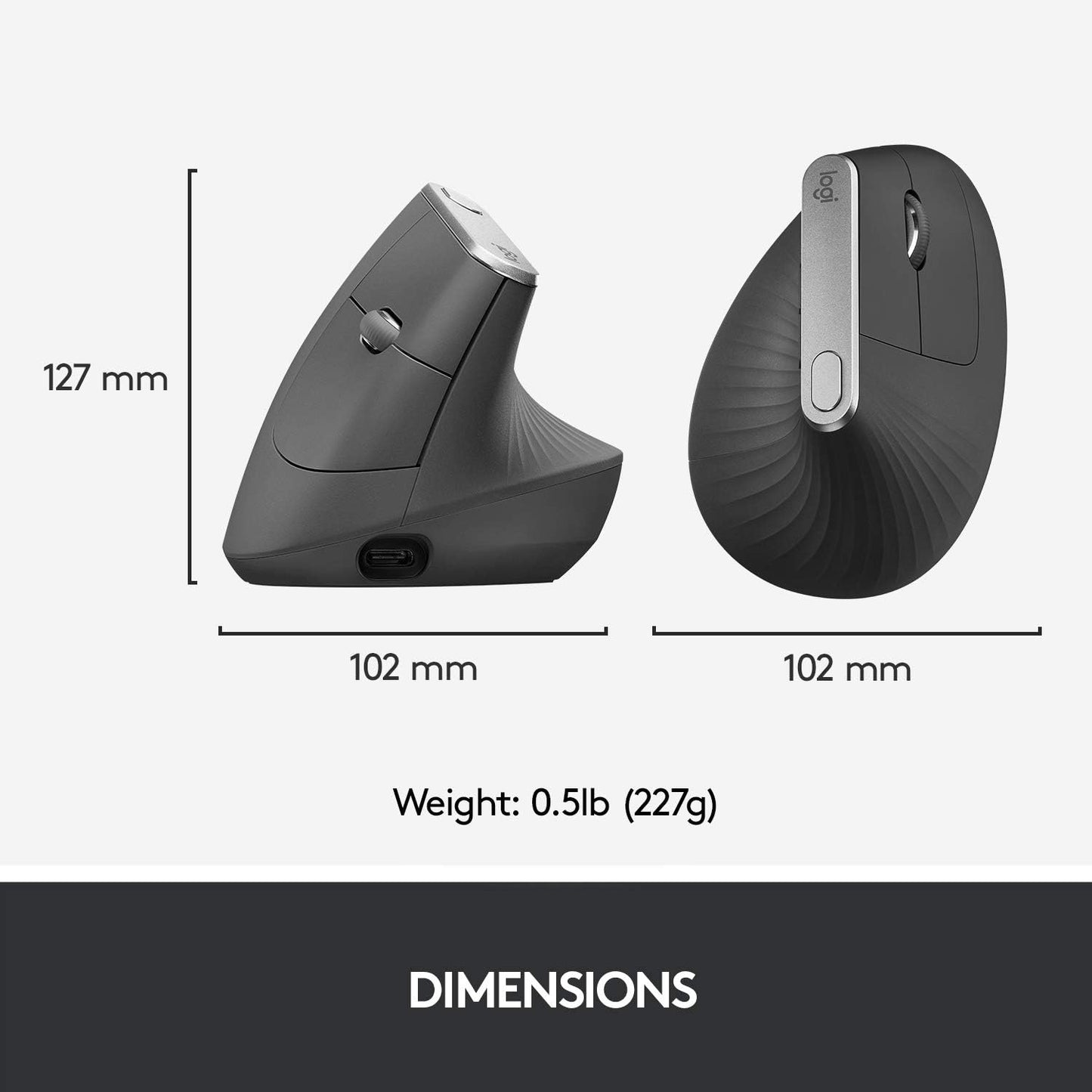 Logitech MX Vertical Wireless Mouse Ergonomic Design Reduces Muscle Strain, Move Content Between 3 Windows and Apple Computers, Rechargeable