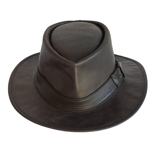 Premium Full-Grain Kangaroo Leather Indiana Jones Style Adventure Fedora Hat